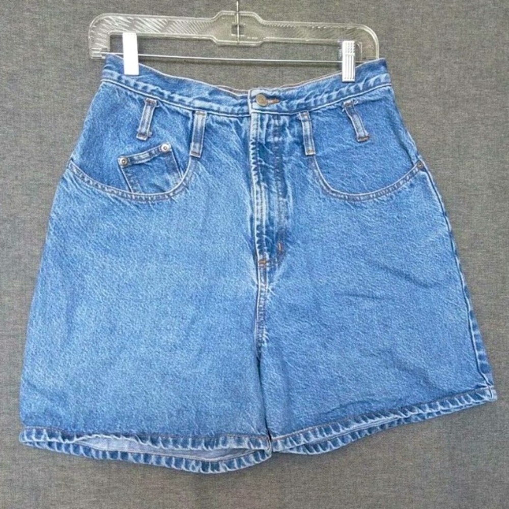 Vintage Anchor Blue High Waist Mom Shorts